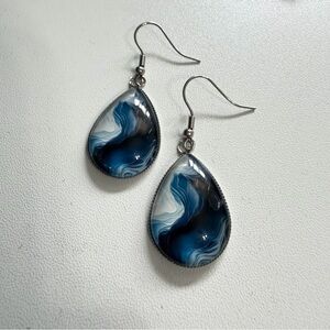 Blue Teardrop Swirl Earrings - Women's Jewelry